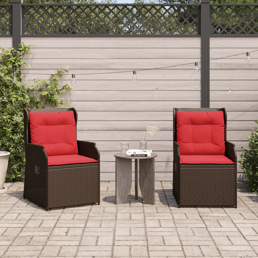 Sedie da giardino reclinabili 2 pz con Cuscini in Polyrattan Marrone | homemem39