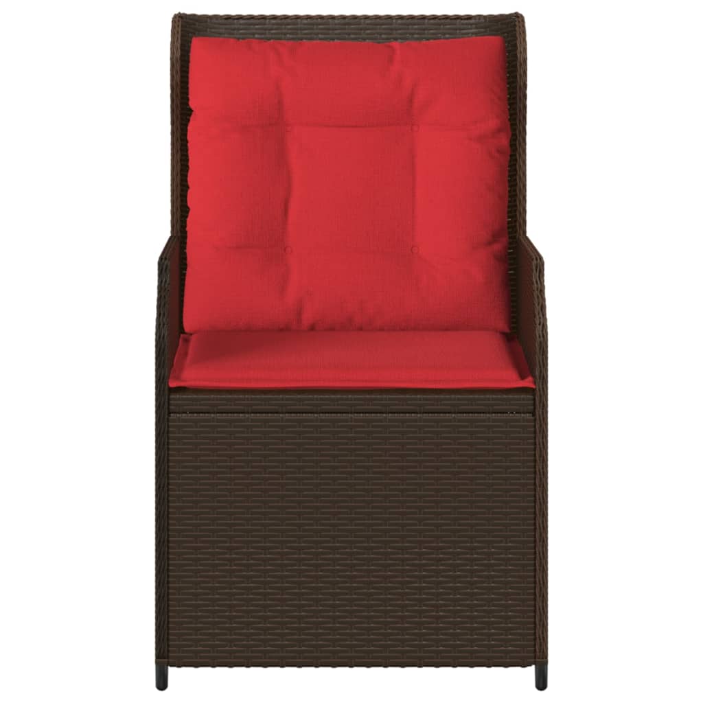 Sedie da giardino reclinabili 2 pz con Cuscini in Polyrattan Marrone | homemem39