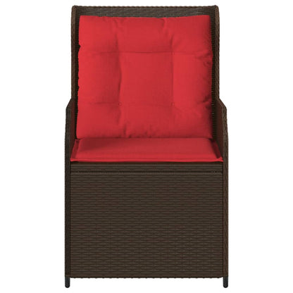 Sedie da giardino reclinabili 2 pz con Cuscini in Polyrattan Marrone | homemem39