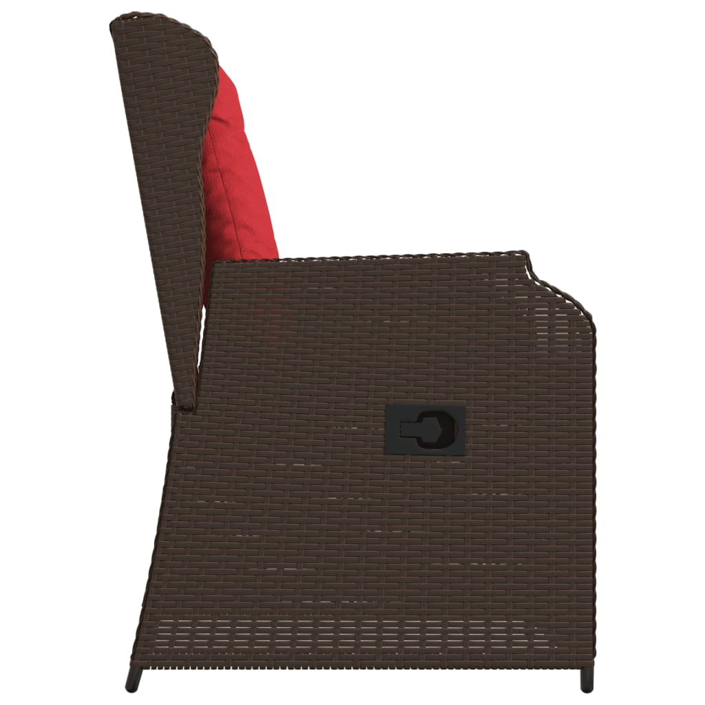 Sedie da giardino reclinabili 2 pz con Cuscini in Polyrattan Marrone | homemem39