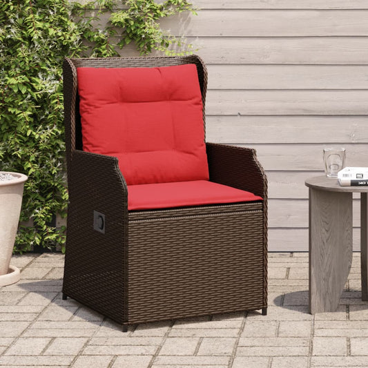 Sedie da giardino reclinabili 2 pz con Cuscini in Polyrattan Marrone