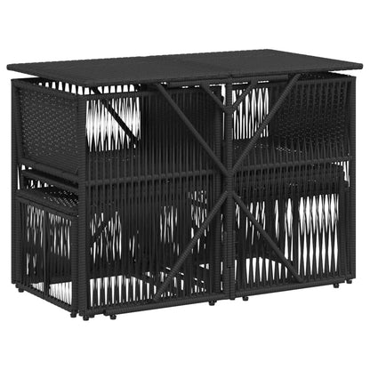 Set da Pranzo da Giardino 7 pz Nero con Cuscini in Polyrattan | homemem39