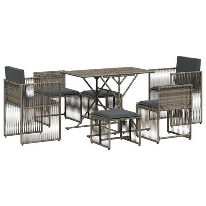 Set da Pranzo da Giardino 7 pz con Cuscini in Polyrattan Grigio | homemem39