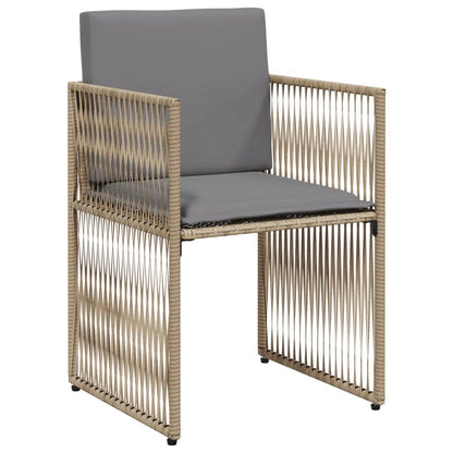 Set da Pranzo da Giardino 7 pz con Cuscini Beige in Polyrattan | homemem39