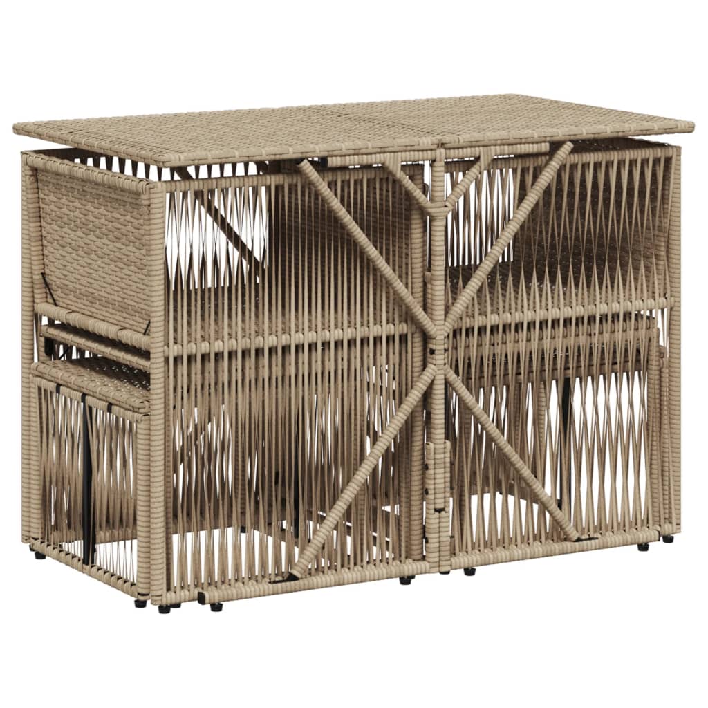 Set da Pranzo da Giardino 7 pz con Cuscini Beige in Polyrattan | homemem39