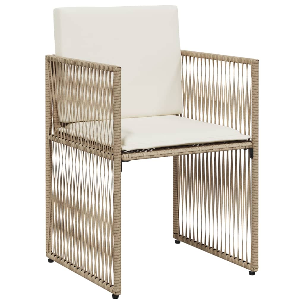 Set da Pranzo da Giardino 7 pz con Cuscini Beige in Polyrattan | homemem39