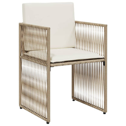 Set da Pranzo da Giardino 7 pz con Cuscini Beige in Polyrattan | homemem39