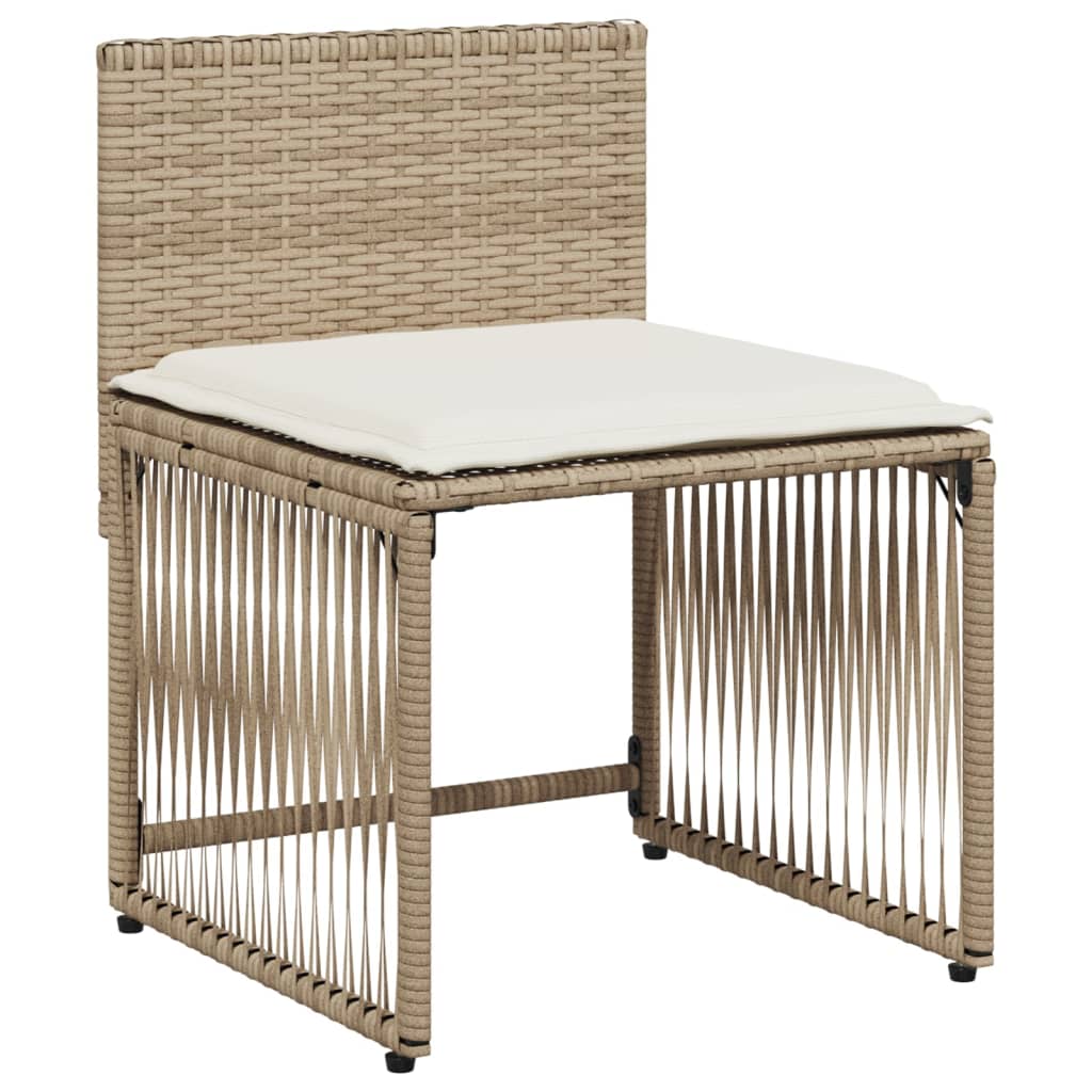Set da Pranzo da Giardino 7 pz con Cuscini Beige in Polyrattan | homemem39
