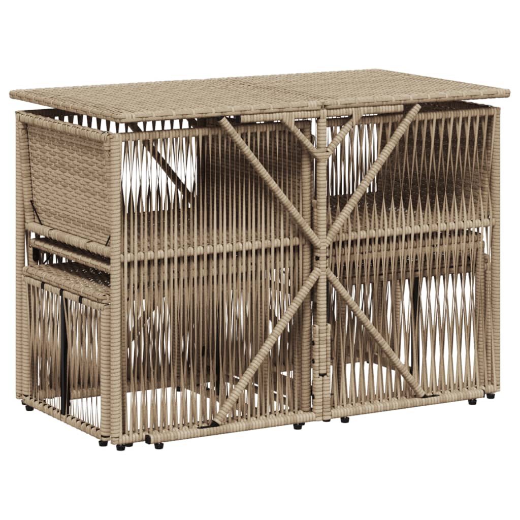 Set da Pranzo da Giardino 7 pz con Cuscini Beige in Polyrattan | homemem39