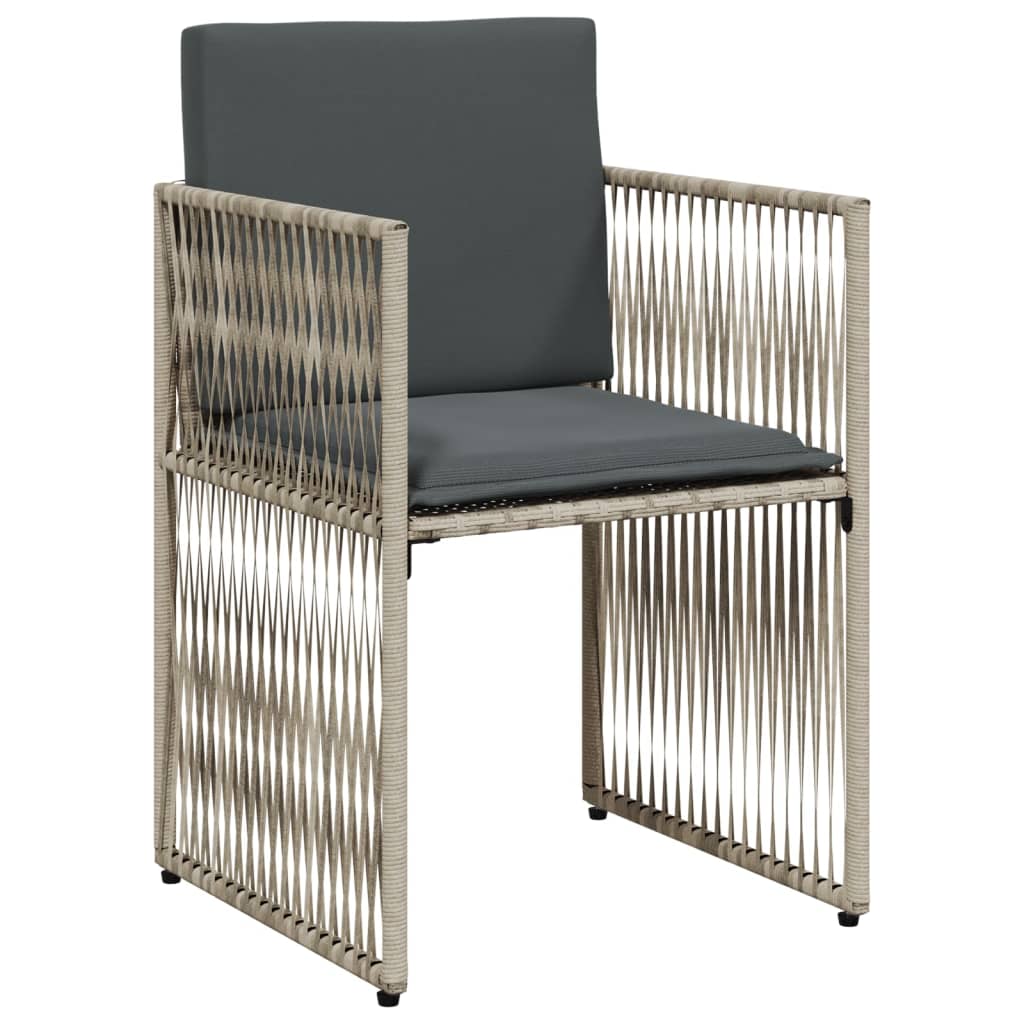 Set da Pranzo da Giardino 7 pz Cuscini Polyrattan Grigio Chiaro | homemem39