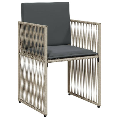 Set da Pranzo da Giardino 7 pz Cuscini Polyrattan Grigio Chiaro | homemem39