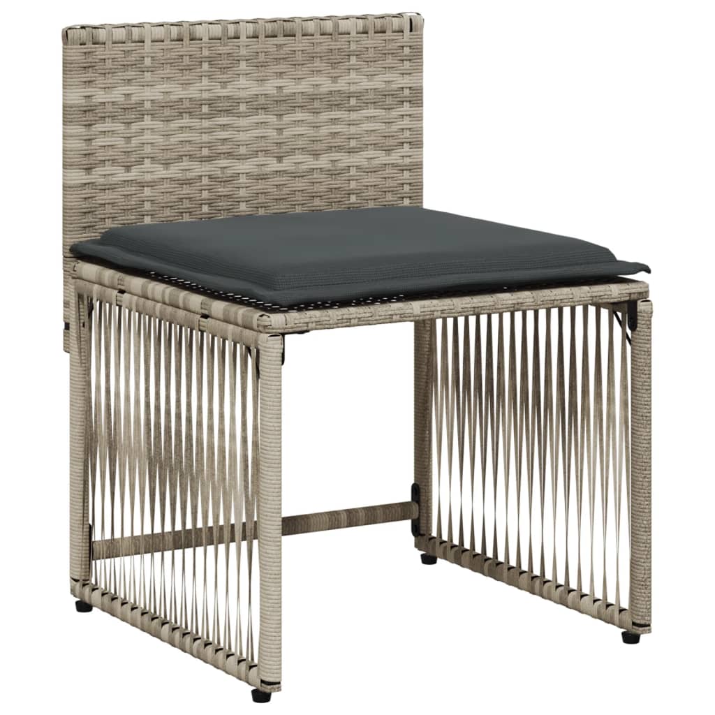 Set da Pranzo da Giardino 7 pz Cuscini Polyrattan Grigio Chiaro | homemem39