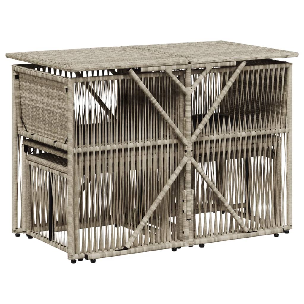 Set da Pranzo da Giardino 7 pz Cuscini Polyrattan Grigio Chiaro | homemem39