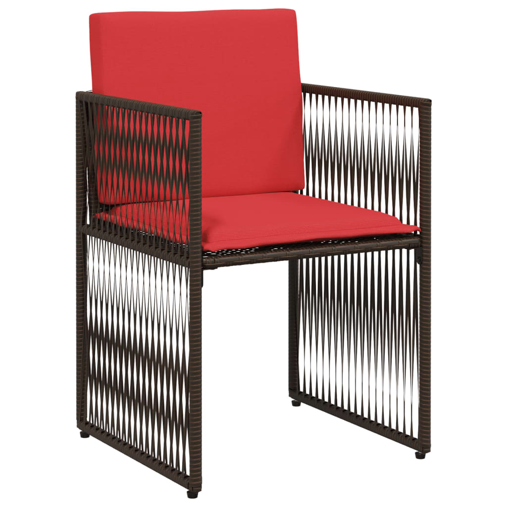 Set da pranzo da giardino da 7 pz con Cuscini in Polyrattan Marrone | homemem39