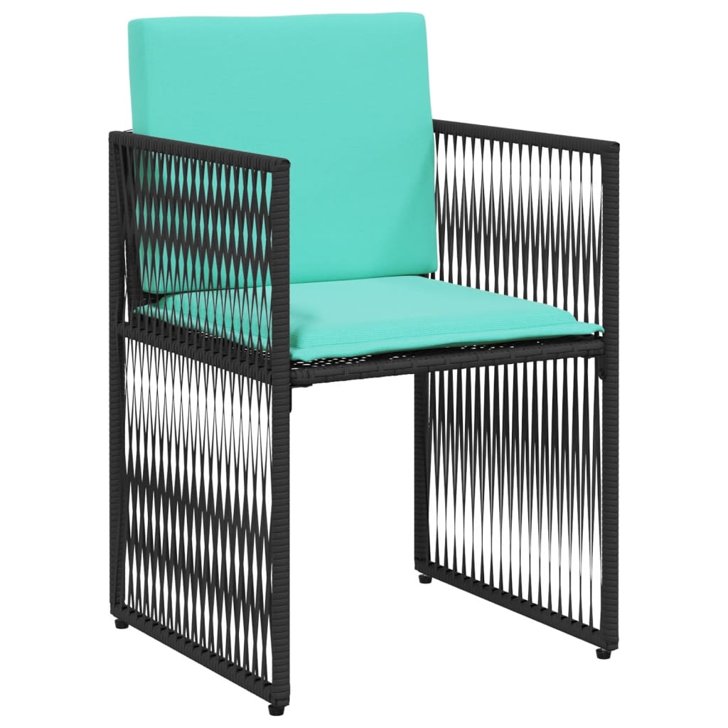 Set da pranzo da giardino da 7 pz con Cuscini in Polyrattan Nero | homemem39