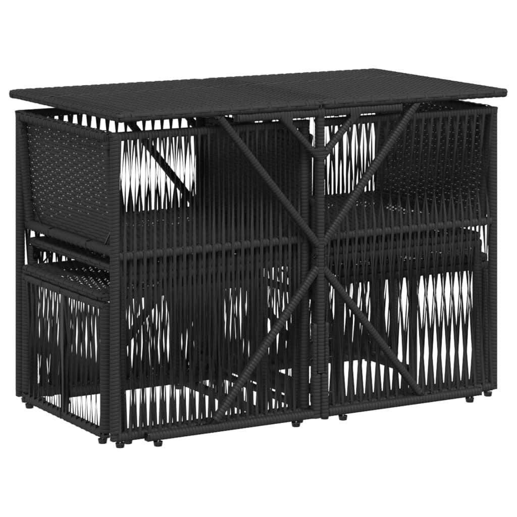 Set da pranzo da giardino da 7 pz con Cuscini in Polyrattan Nero | homemem39