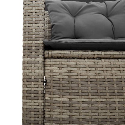 Divano da Giardino con Tavolo e Cuscini a L Grigio Polyrattan - homemem39