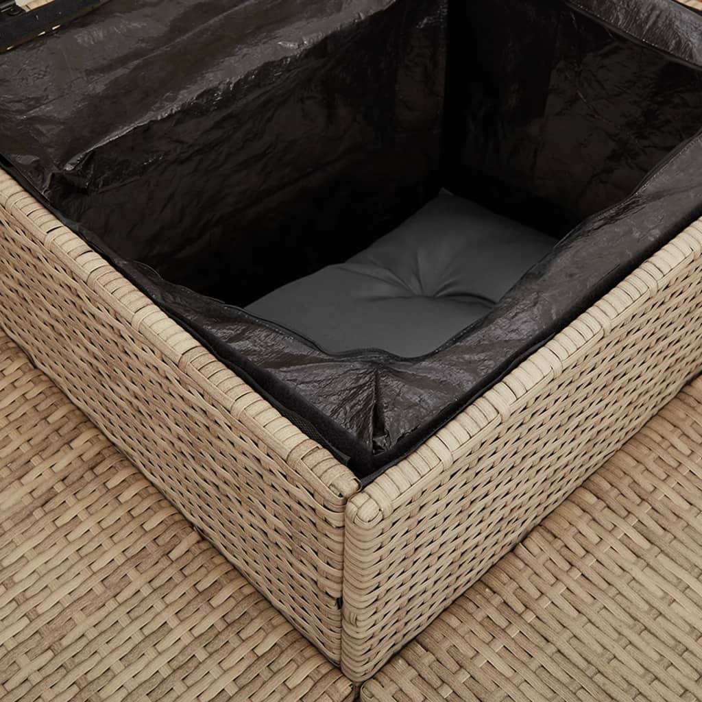 Divano da Giardino con Tavolo e Cuscini a L Beige in Polyrattan | homemem39