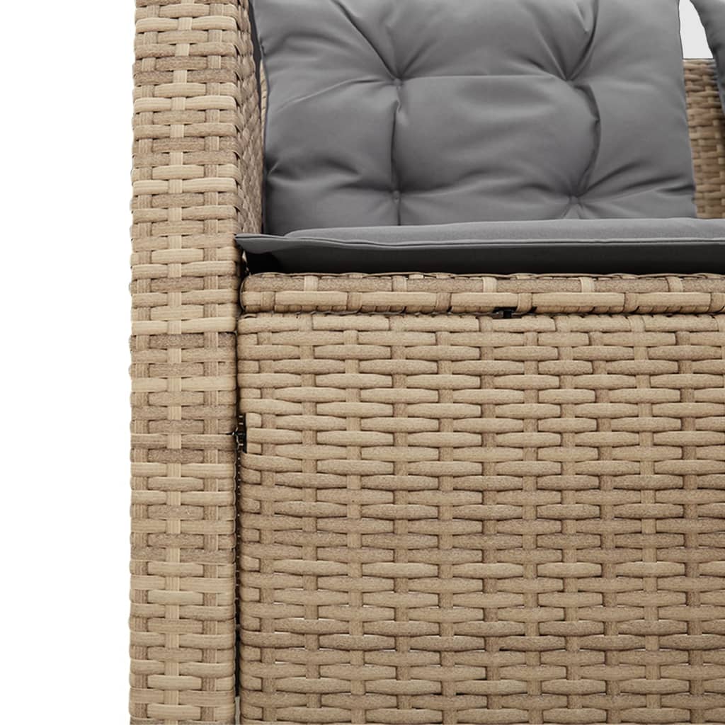 Divano da Giardino con Tavolo e Cuscini a L Beige in Polyrattan | homemem39
