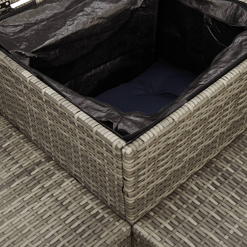 Divano da giardino con Tavolino e cuscini a forma di L in Polyrattan Grigio | homemem39