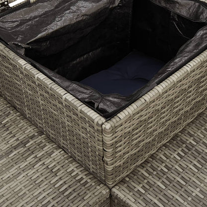 Divano da giardino con Tavolino e cuscini a forma di L in Polyrattan Grigio | homemem39