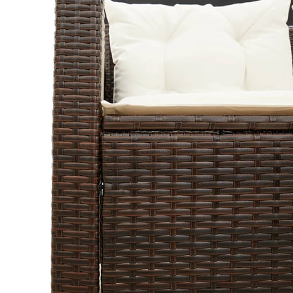 Divano da Giardino con Tavolo e Cuscini a L Marrone Polyrattan | homemem39