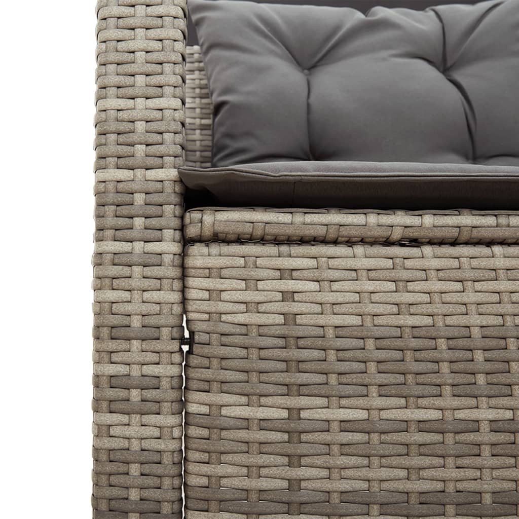 Divano da Giardino con Tavolo e Cuscini a L Grigio Polyrattan - homemem39