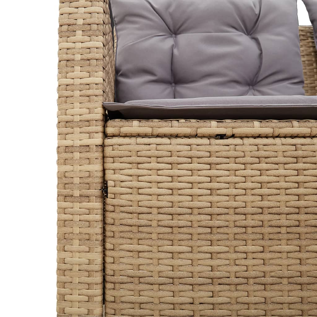 Divano da Giardino con Tavolo e Cuscini a L Beige in Polyrattan - homemem39