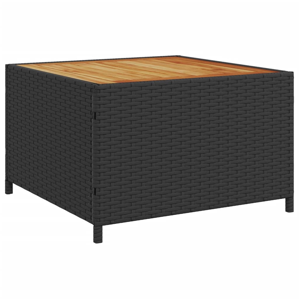 Divano da Giardino con Tavolo e Cuscini a L Nero in Polyrattan | homemem39