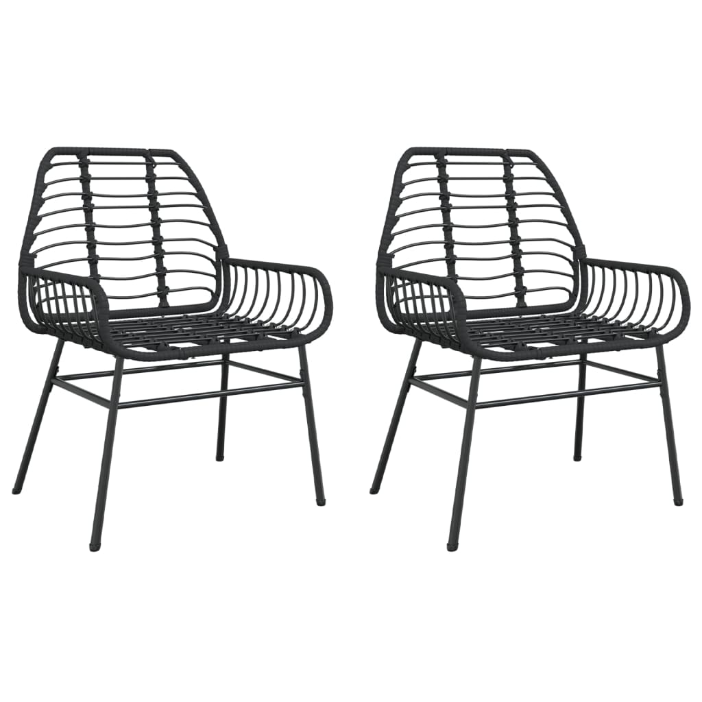 Sedie da Giardino Set 2 pz Polyrattan Nero - homemem39