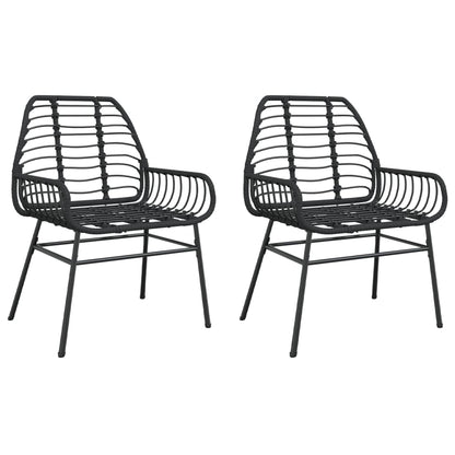 Sedie da Giardino Set 2 pz Polyrattan Nero - homemem39
