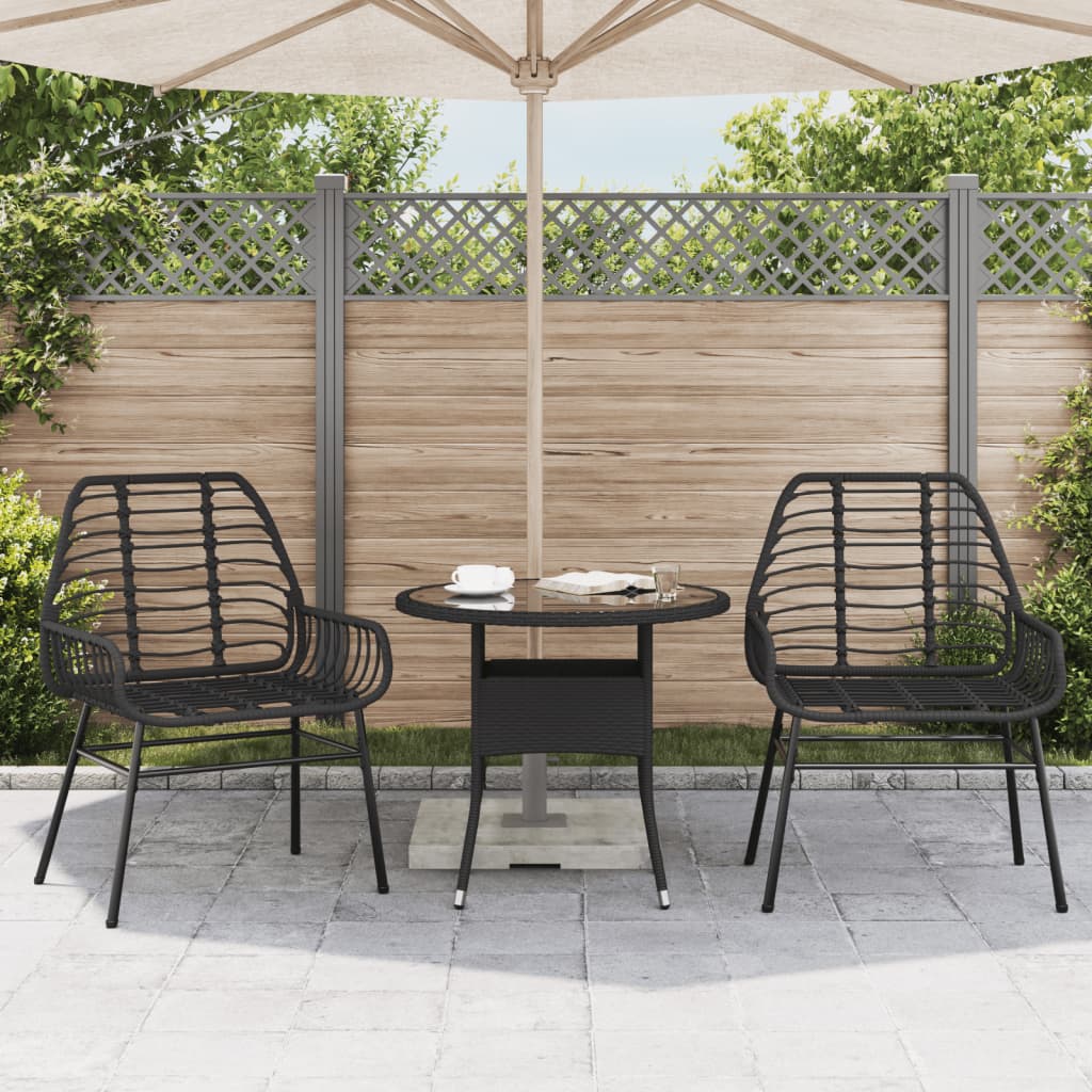 Sedie da Giardino Set 2 pz Polyrattan Nero - homemem39