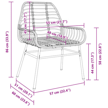 Sedie da Giardino 2 pz Marroni in Polyrattan | homemem39