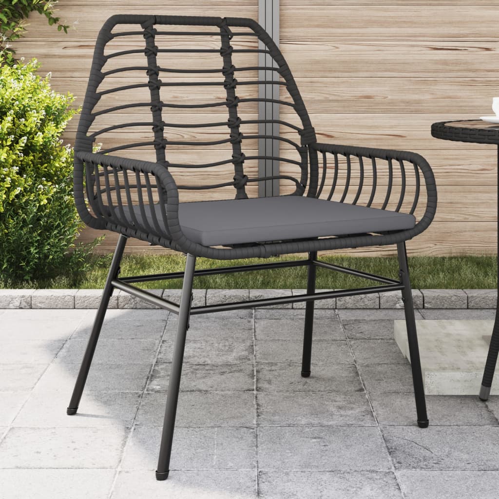 Sedie da Giardino con Cuscini 2 pz Nere in Polyrattan | homemem39