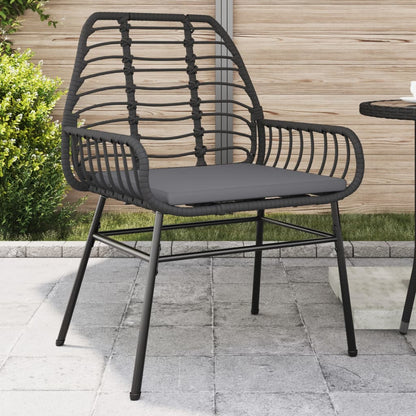 Sedie da Giardino con Cuscini 2 pz Nere in Polyrattan | homemem39