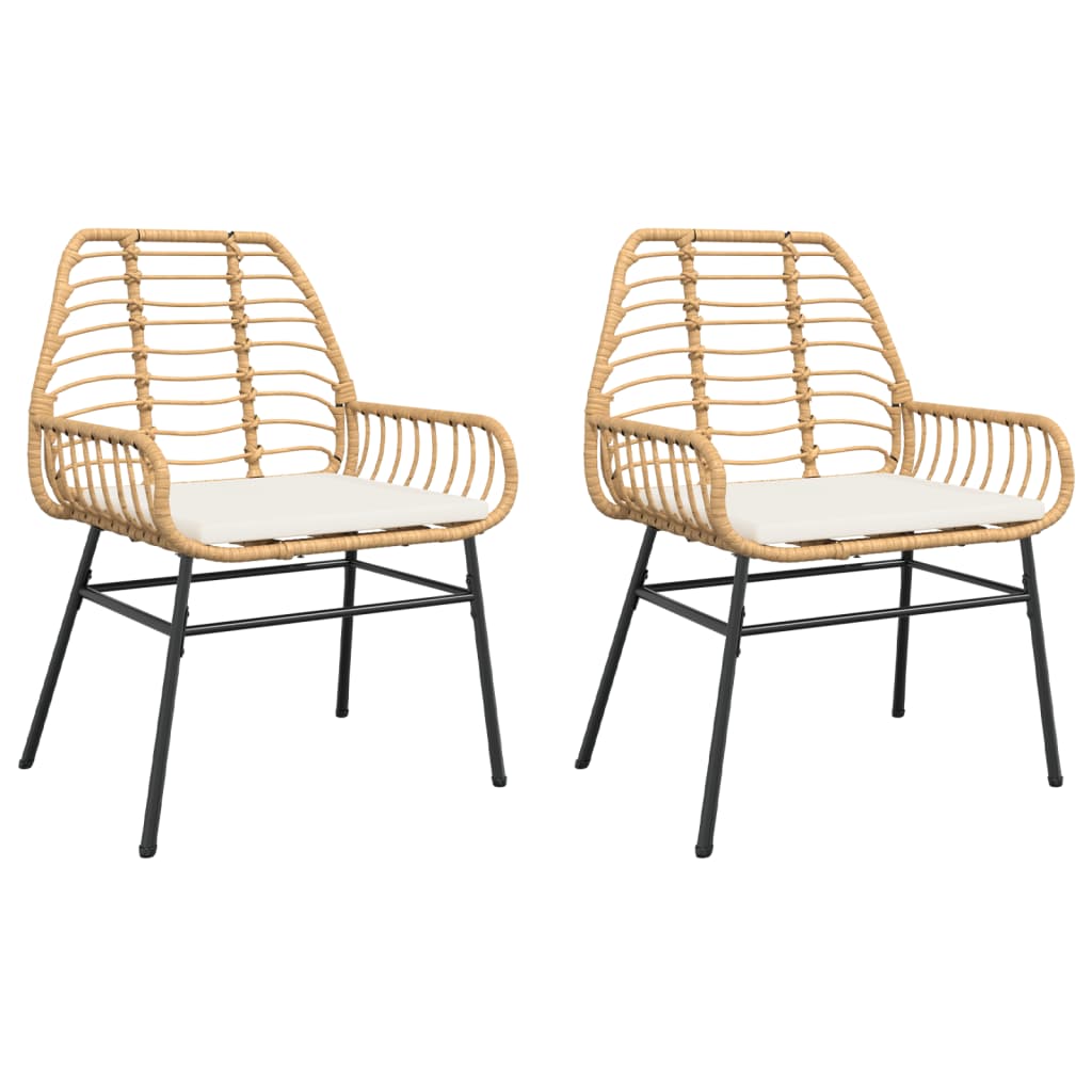Sedie da Giardino 2pz con Cuscini Marrone in Polyrattan - homemem39