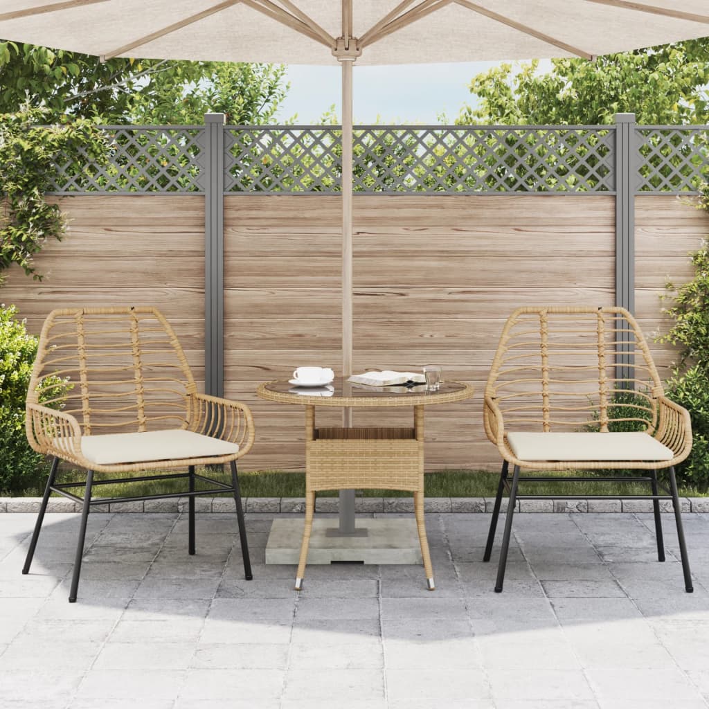 Sedie da Giardino 2pz con Cuscini Marrone in Polyrattan | homemem39