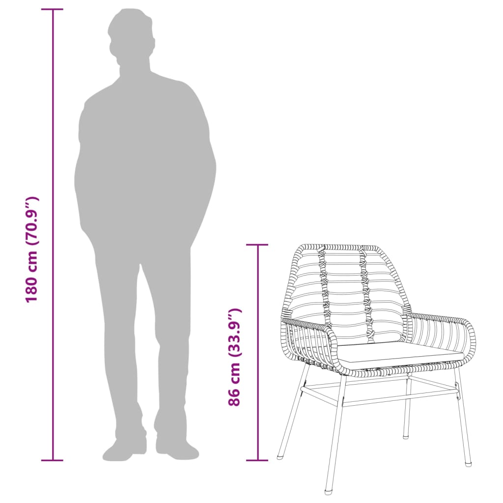 Sedie da Giardino 2pz con Cuscini Marrone in Polyrattan - homemem39
