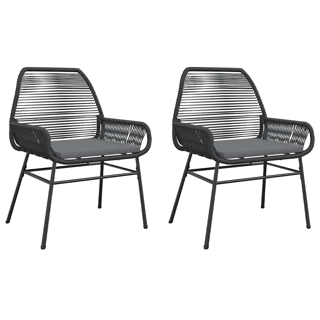 Sedie da Giardino con Cuscini 2 pz Nere in Polyrattan | homemem39