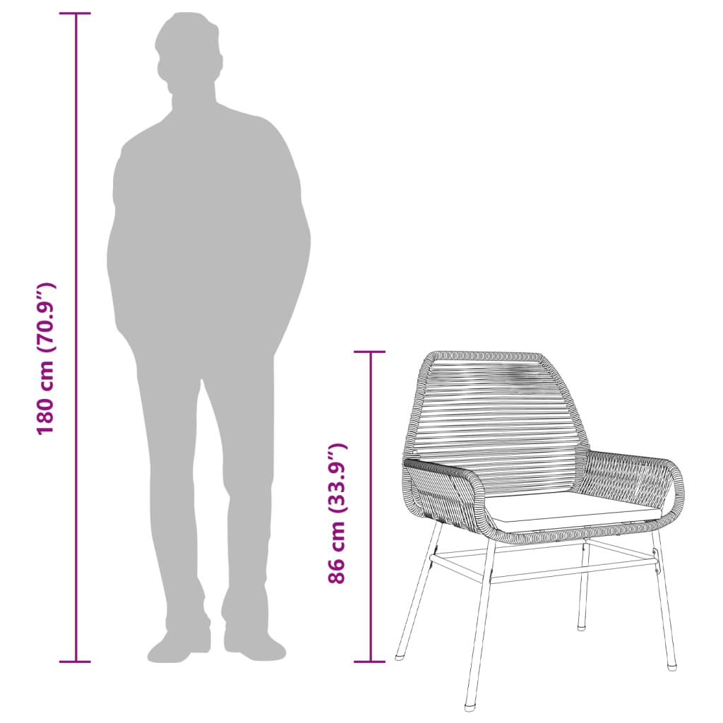 Sedie da Giardino con Cuscini 2 pz Nere in Polyrattan - homemem39