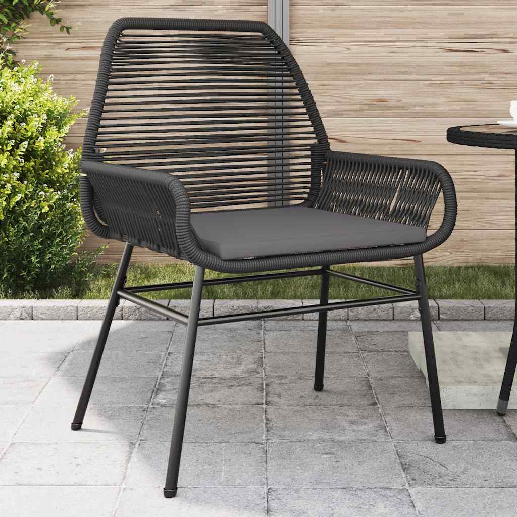 Sedie da Giardino con Cuscini 2 pz Nere in Polyrattan | homemem39