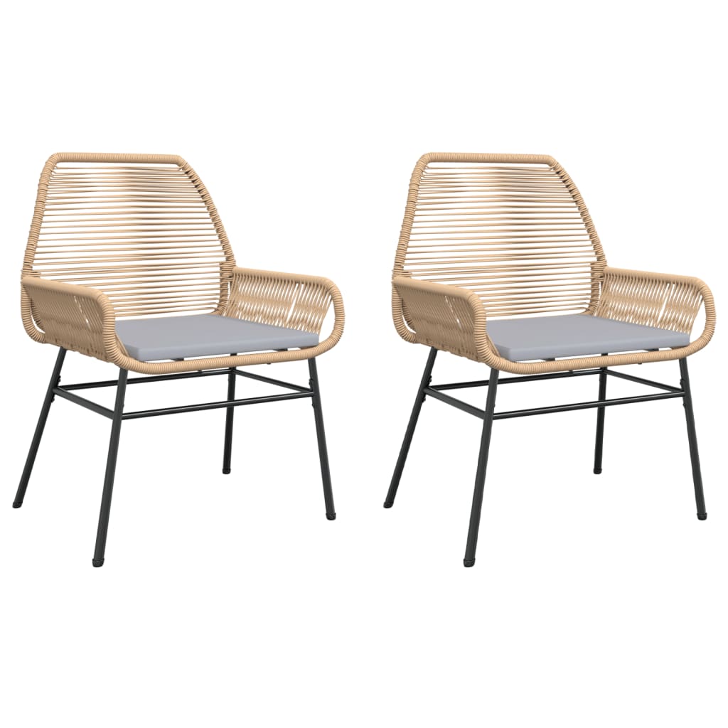 Sedie da Giardino 2pz con Cuscini Marrone in Polyrattan | homemem39