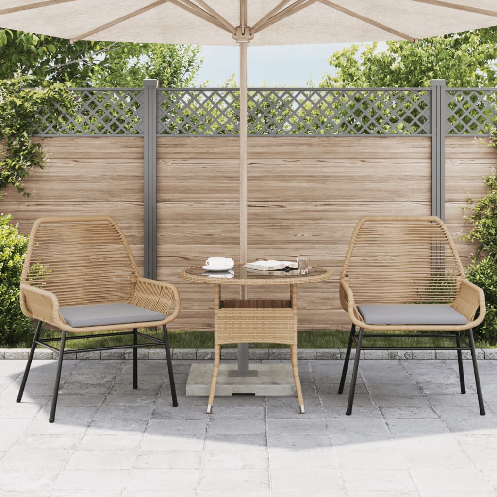 Sedie da Giardino 2pz con Cuscini Marrone in Polyrattan - homemem39