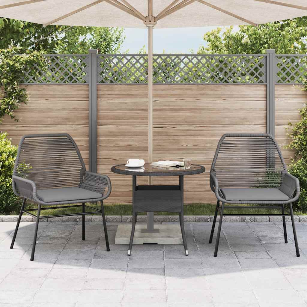 Sedie da Giardino 2 pz con Cuscini Grigio in Polyrattan | homemem39
