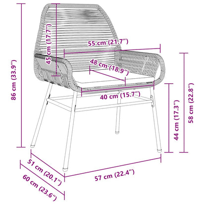 Sedie da Giardino 2 pz con Cuscini Grigio in Polyrattan | homemem39