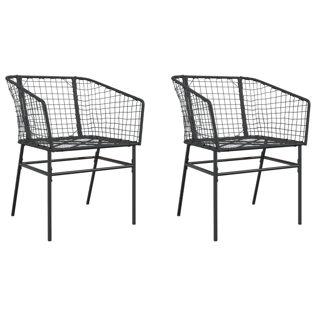 Sedie da Giardino Set 2 pz Polyrattan Nero - homemem39