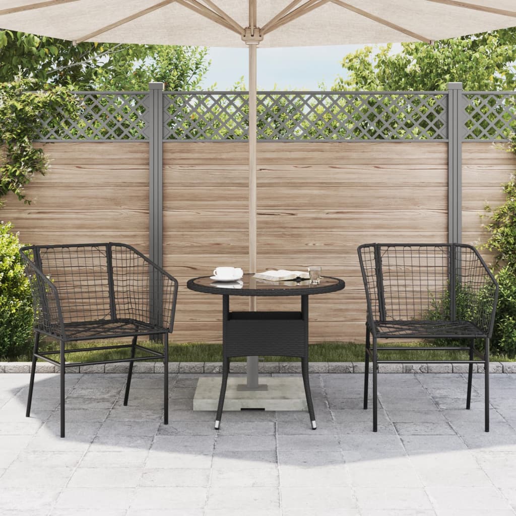 Sedie da Giardino Set 2 pz Polyrattan Nero - homemem39
