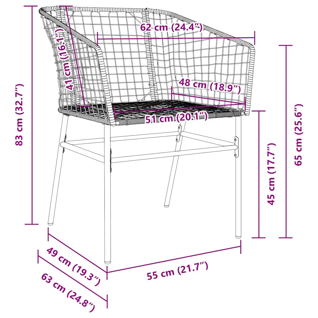 Sedie da Giardino Set 2 pz Polyrattan Nero | homemem39