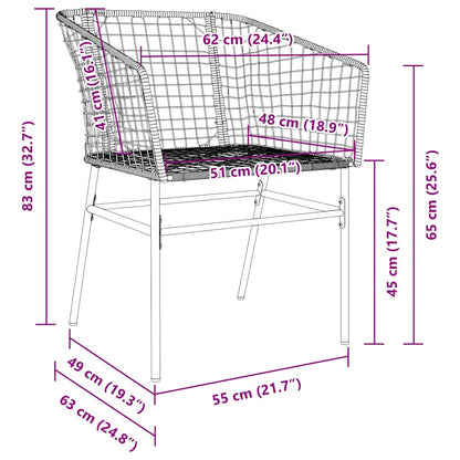 Sedie da Giardino Set 2 pz Polyrattan Nero | homemem39