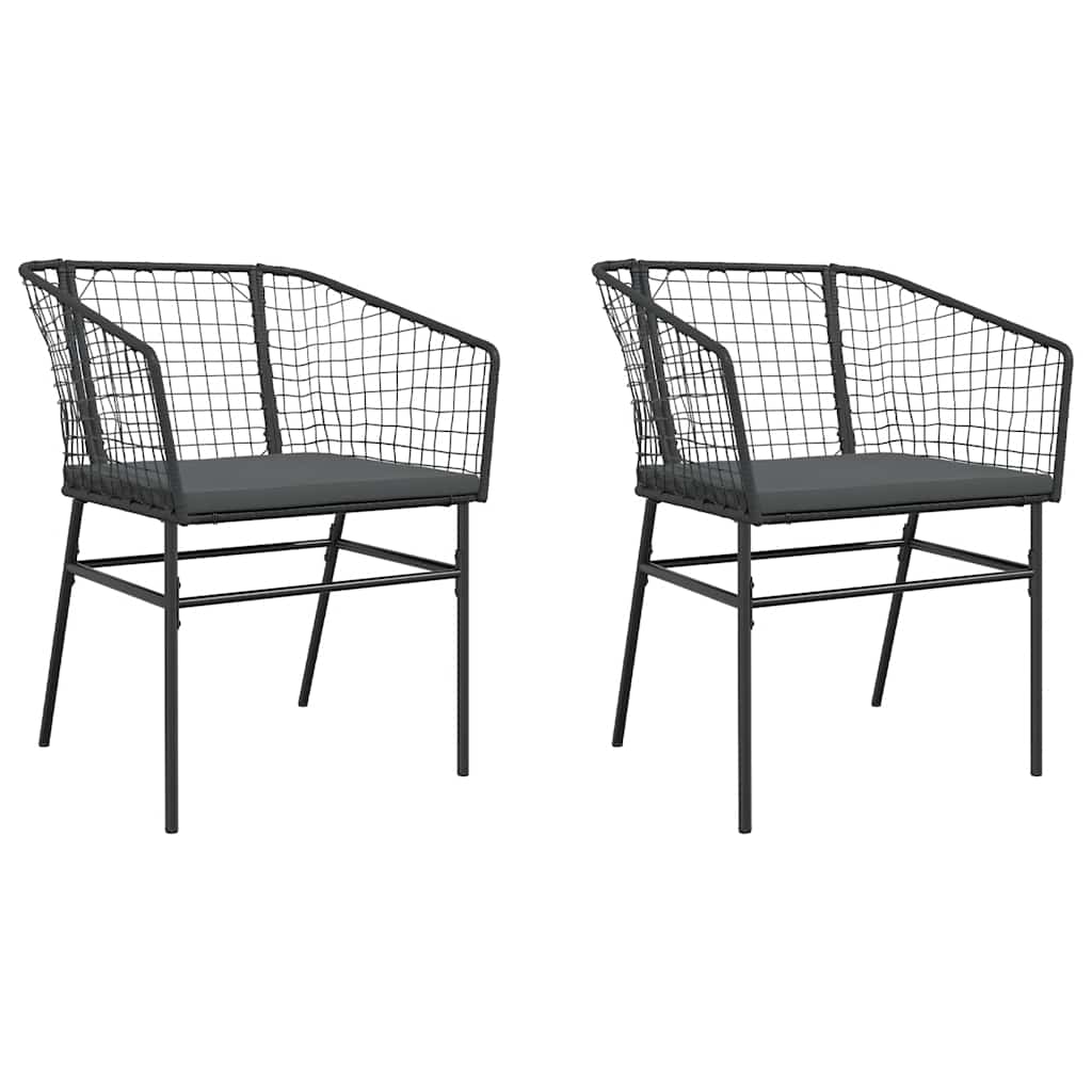 Sedie da Giardino con Cuscini 2 pz Nere in Polyrattan | homemem39